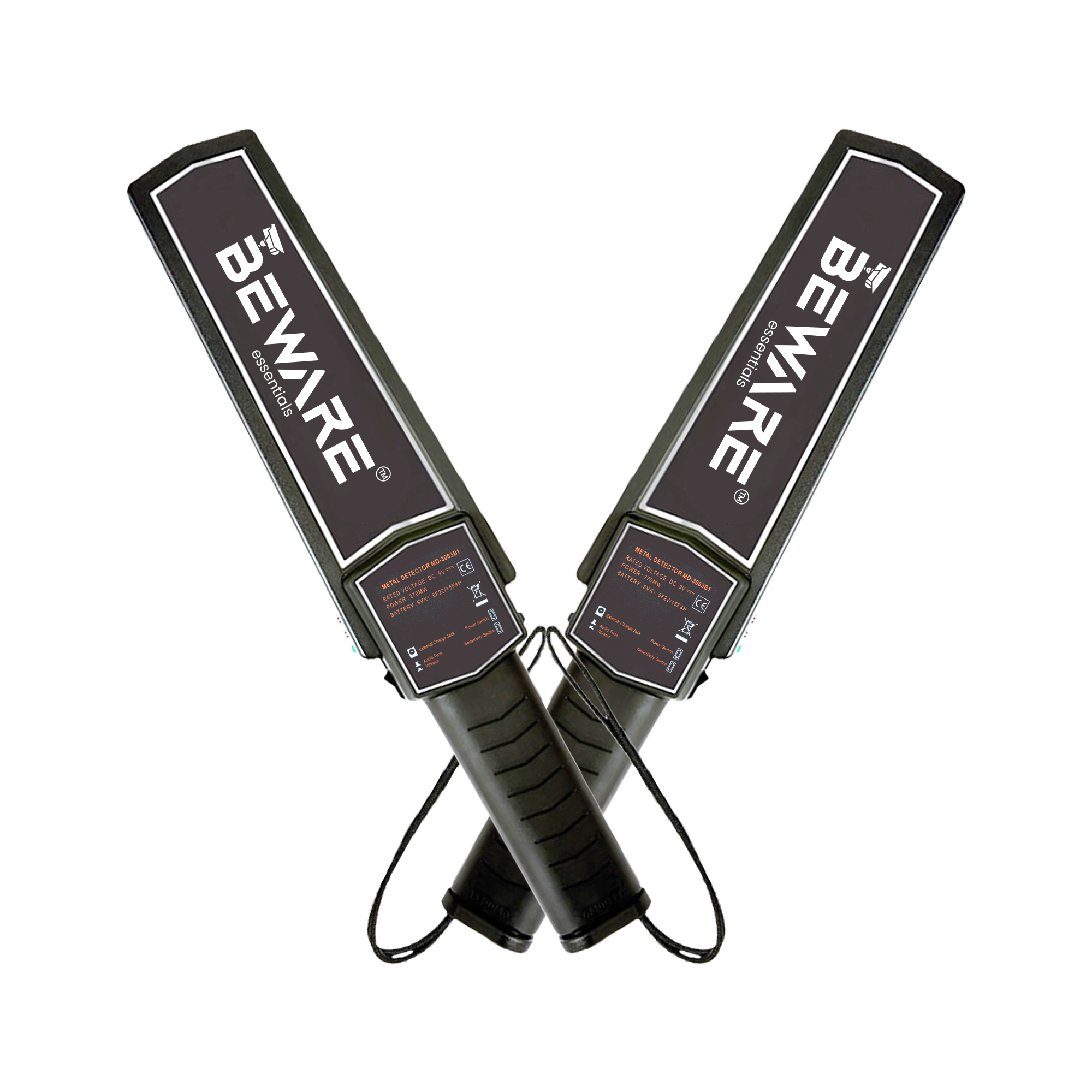 BEWARE Hand Held Metal Detector (HHMD) Portable Security Scanner with High Sensitivity Detection & Audio-Vibration Alarm